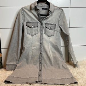 Light wash denim button down dress